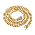 Fashion Hip Hop 10mm Gold Plated Cuban Necklace Stainless Steel Jewelry Necklace Boyfriend Gift